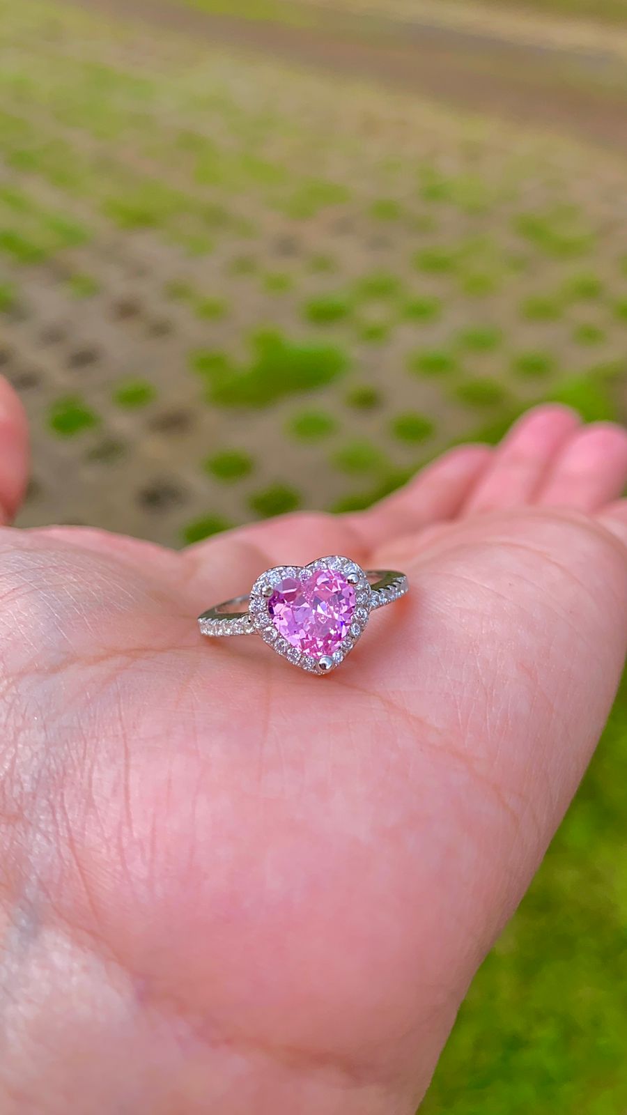 Anillo corazón de perla