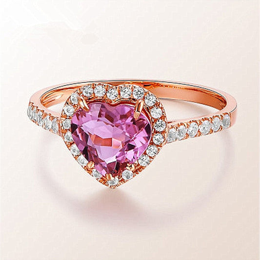Anillo de corazón rosa